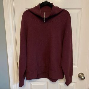 New Calia Elevate Women 1/4 Zip Funnel Neck Pullover Long Sleeve Sweater plum M